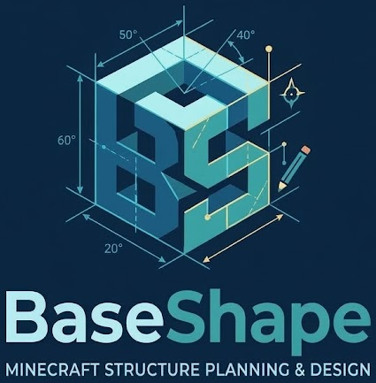 BaseShape-Logo: ein Würfel aus den Buchstaben B und S als technische Zeichnung